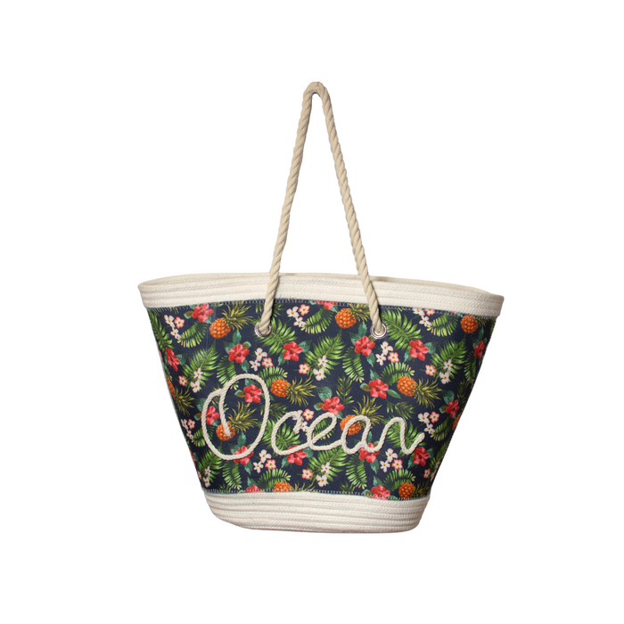 LARGE BEACH TOTE BAGS | FLOWERS