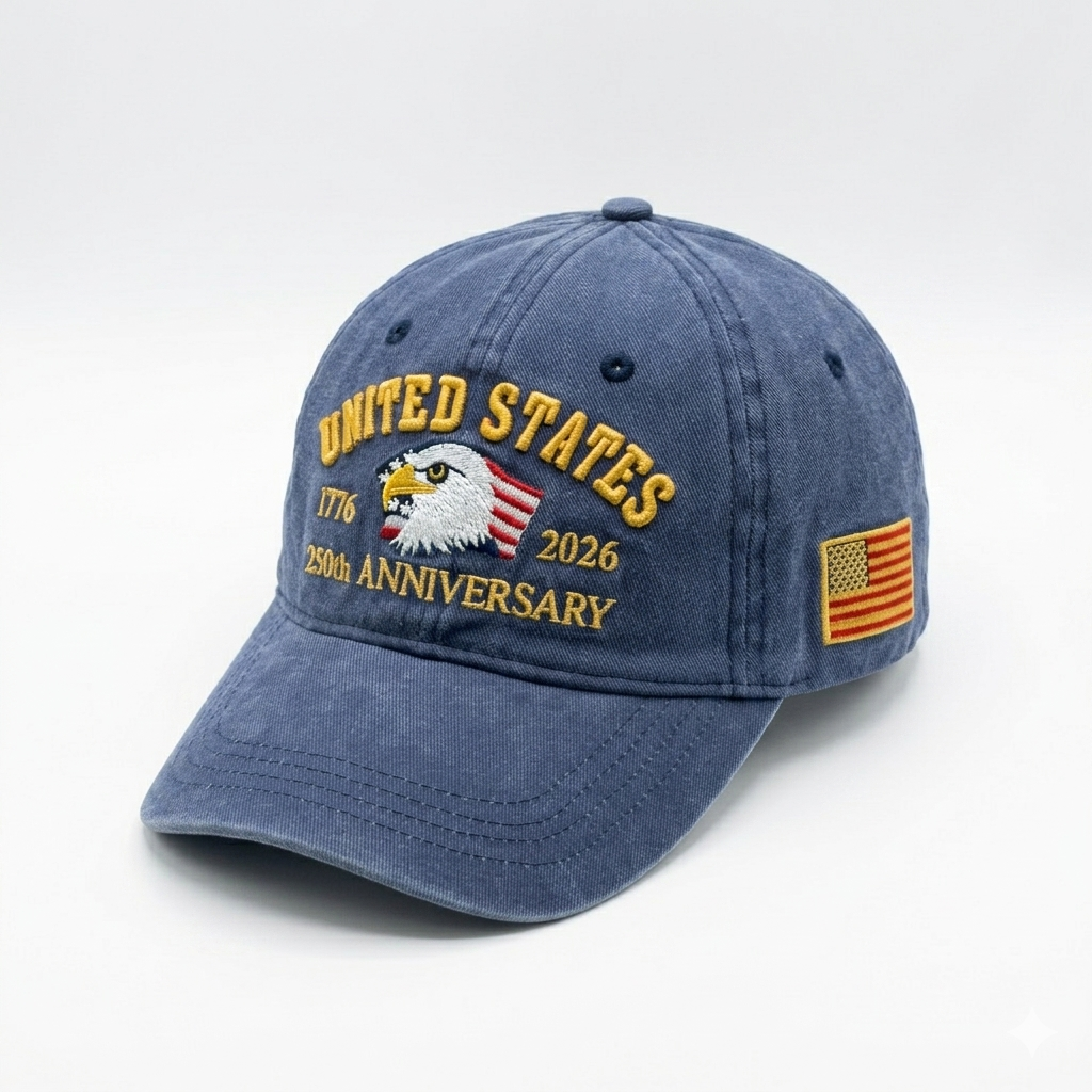 USA 250th Anniversary Baseball Hat – 100% Cotton with Premium Eagle Embroidery