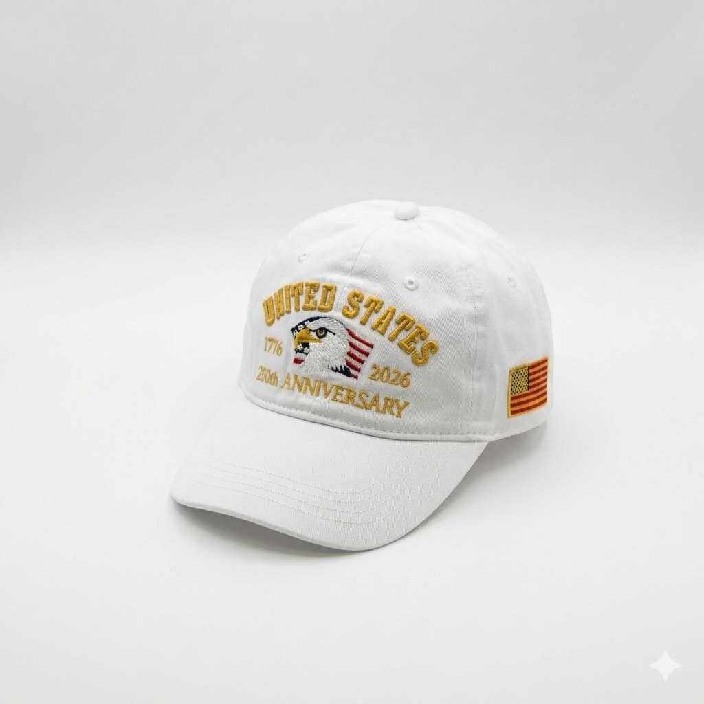 USA 250th Anniversary Baseball Hat – 100% Cotton with Premium Eagle Embroidery