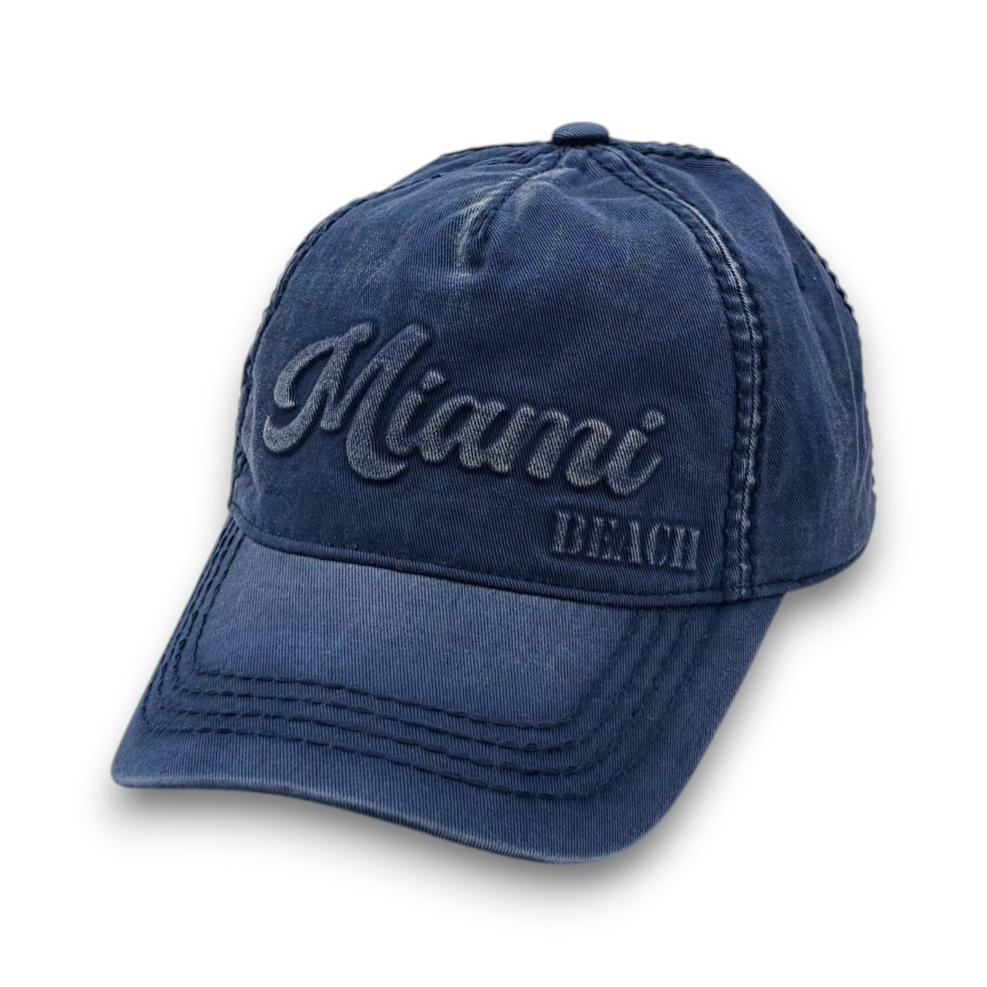 Miami Embossed Baseball Hat – 6-Panel 100% Cotton