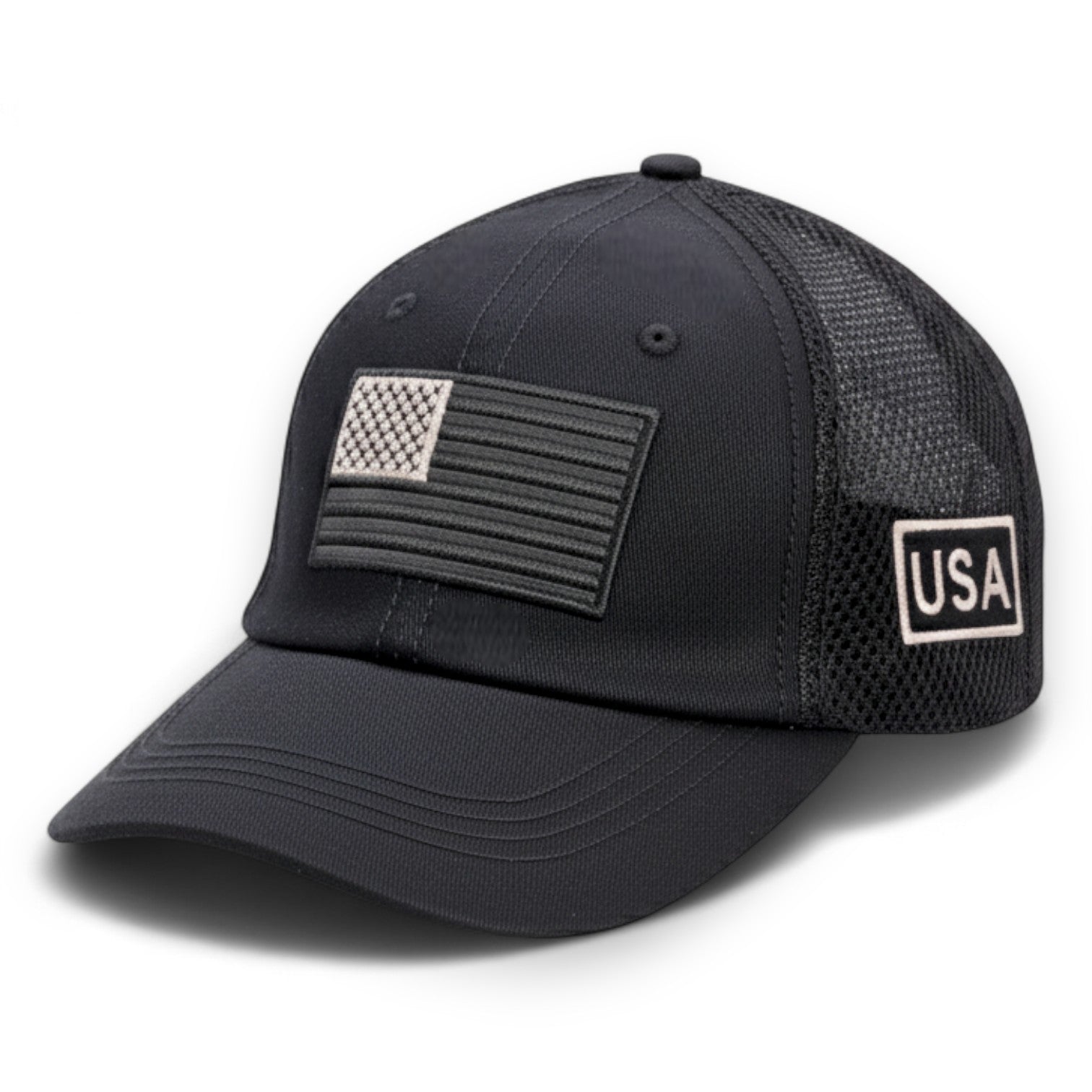 Tactical Trucker Hat – USA Flag Mesh Cap