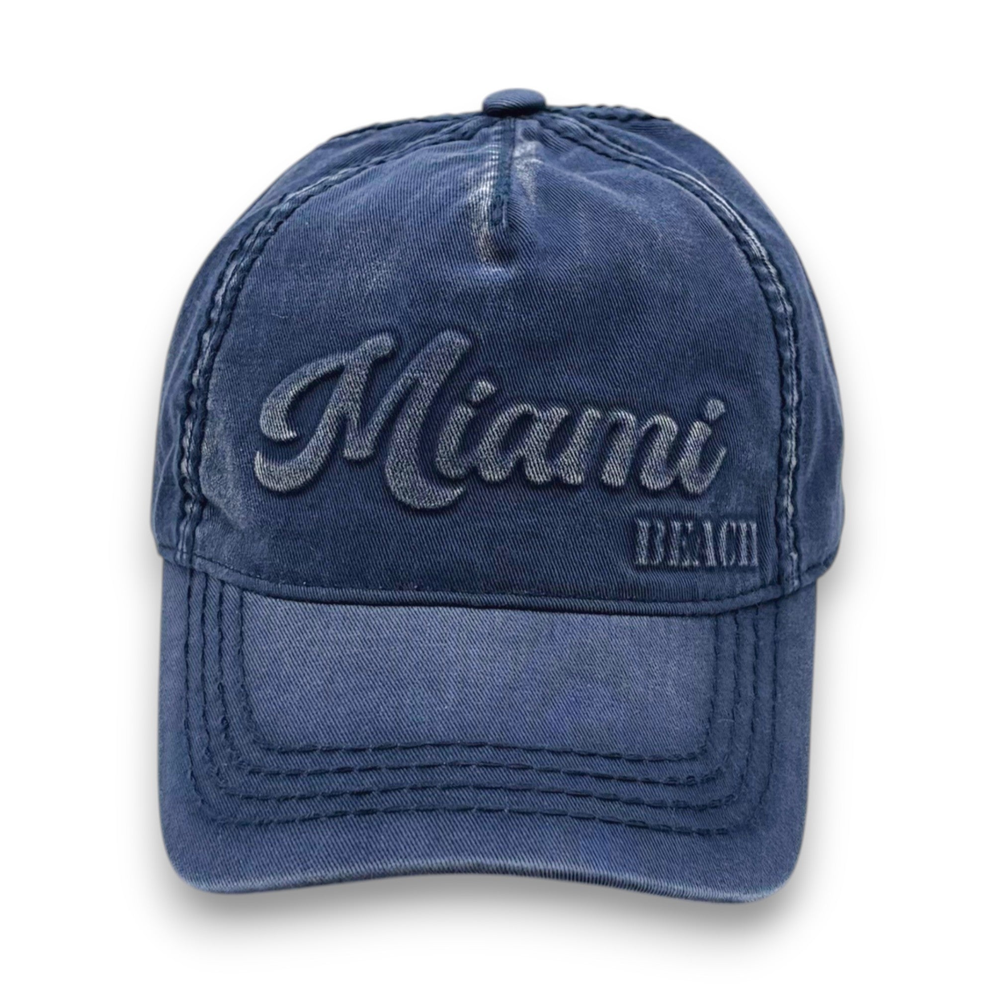 Miami Embossed Baseball Hat – 6-Panel 100% Cotton