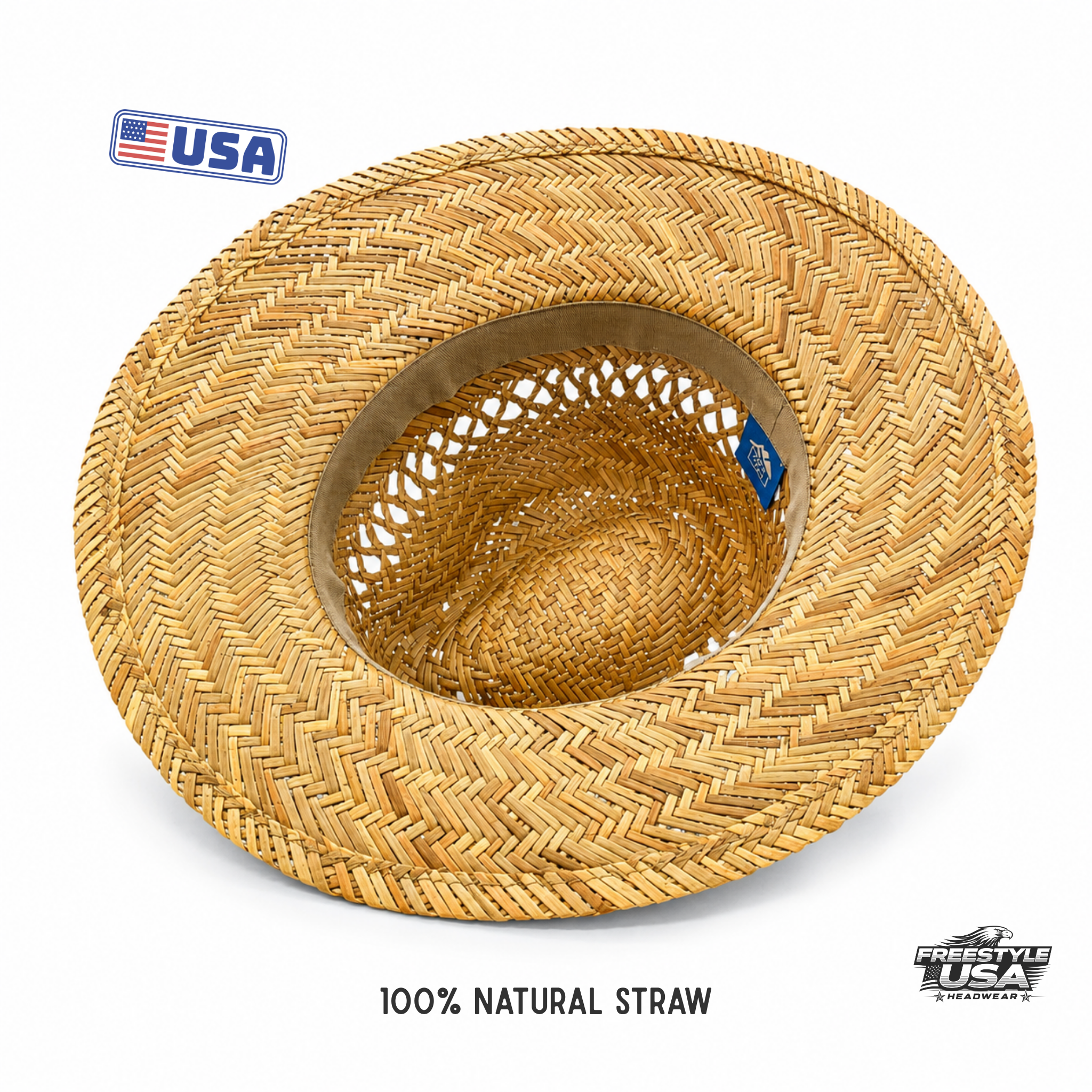 Men's Patriotic Straw Fedora Hat - 100% Natural Straw