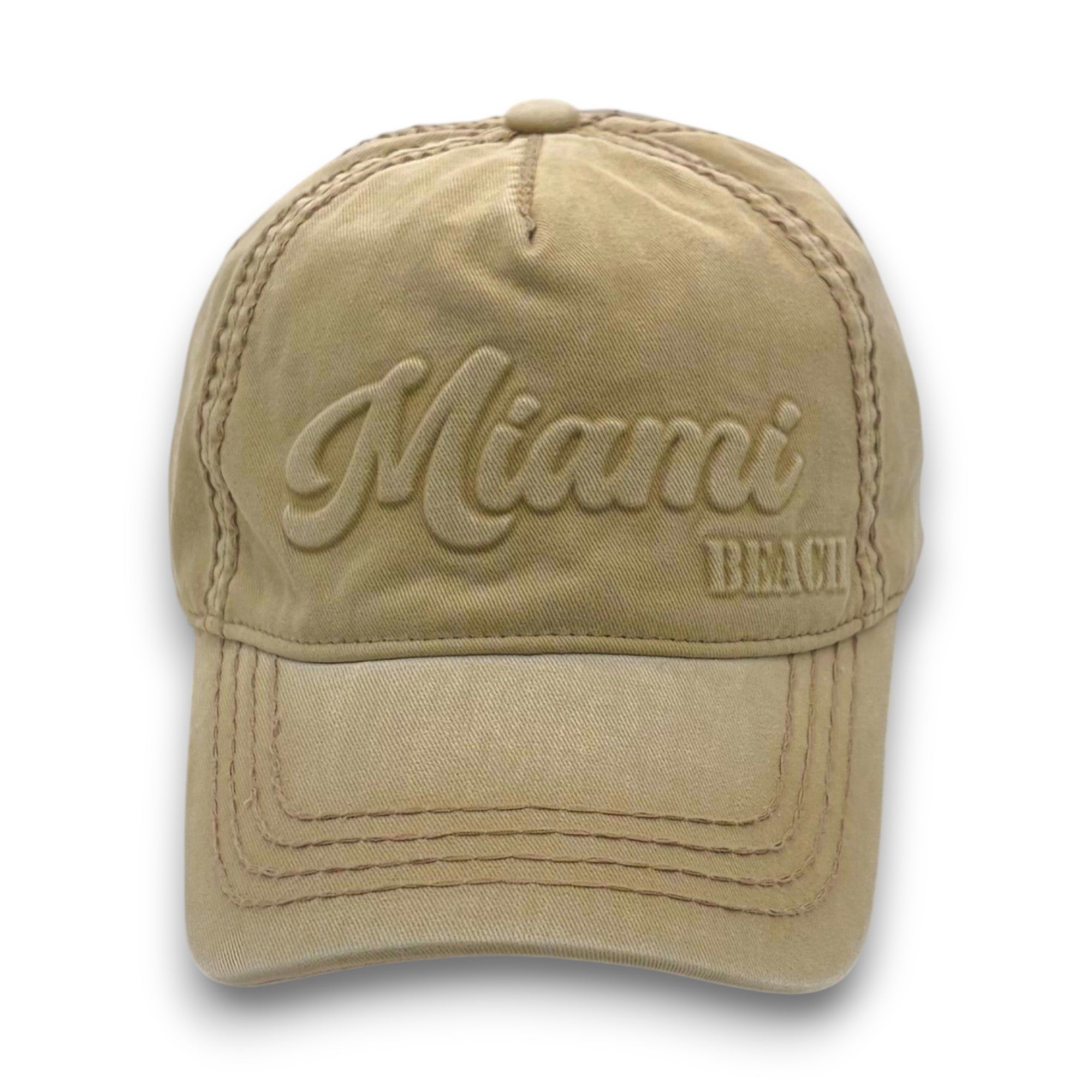Miami Embossed Baseball Hat – 6-Panel 100% Cotton