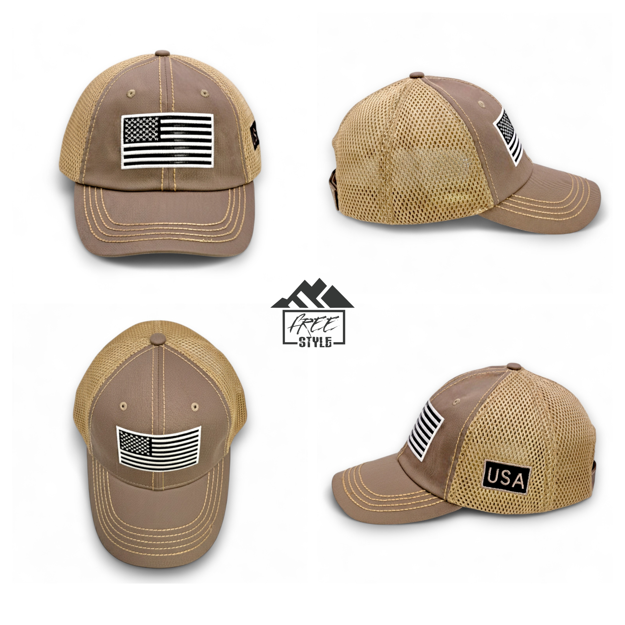 Tactical Trucker Hat – USA Flag Mesh Cap