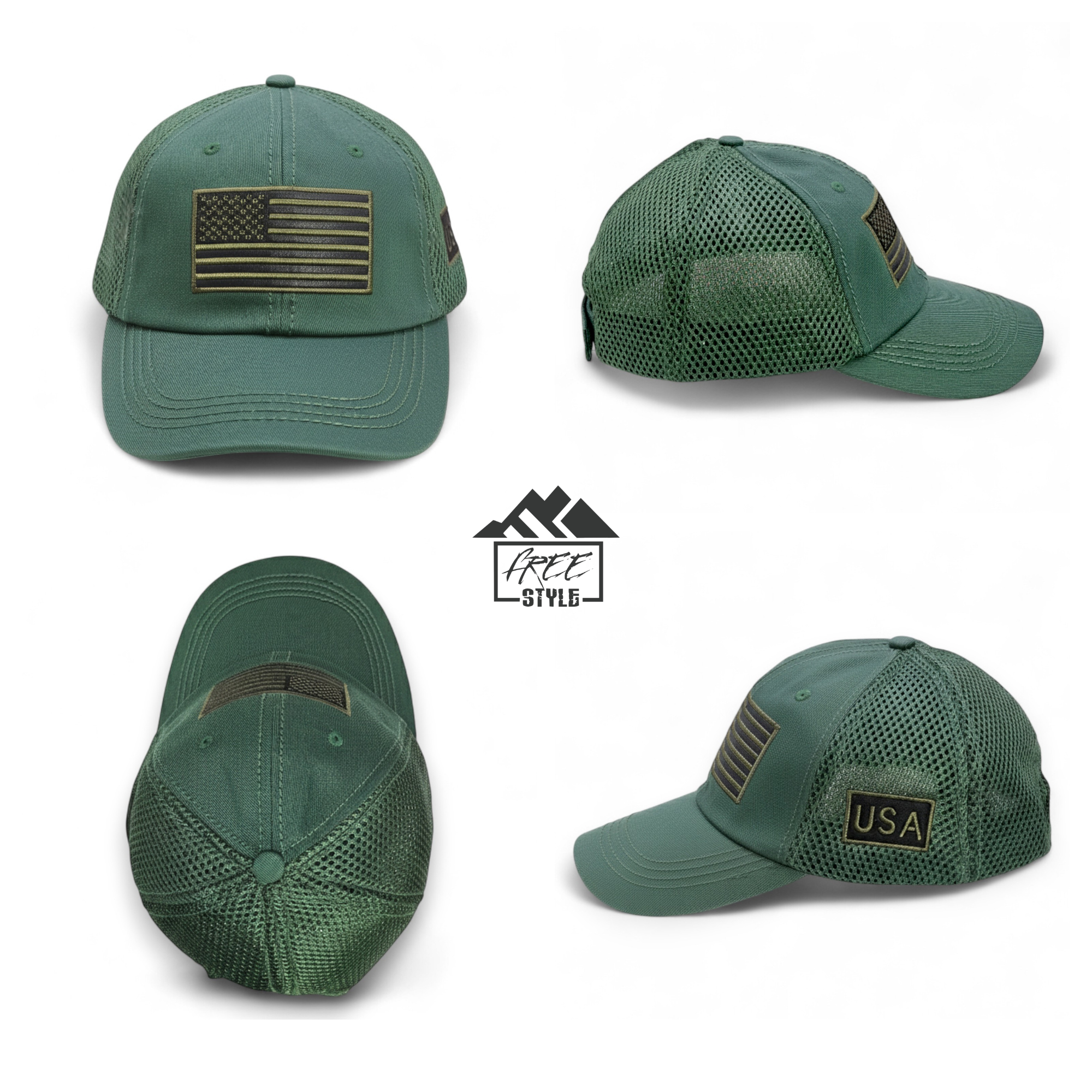 Tactical Trucker Hat – USA Flag Mesh Cap