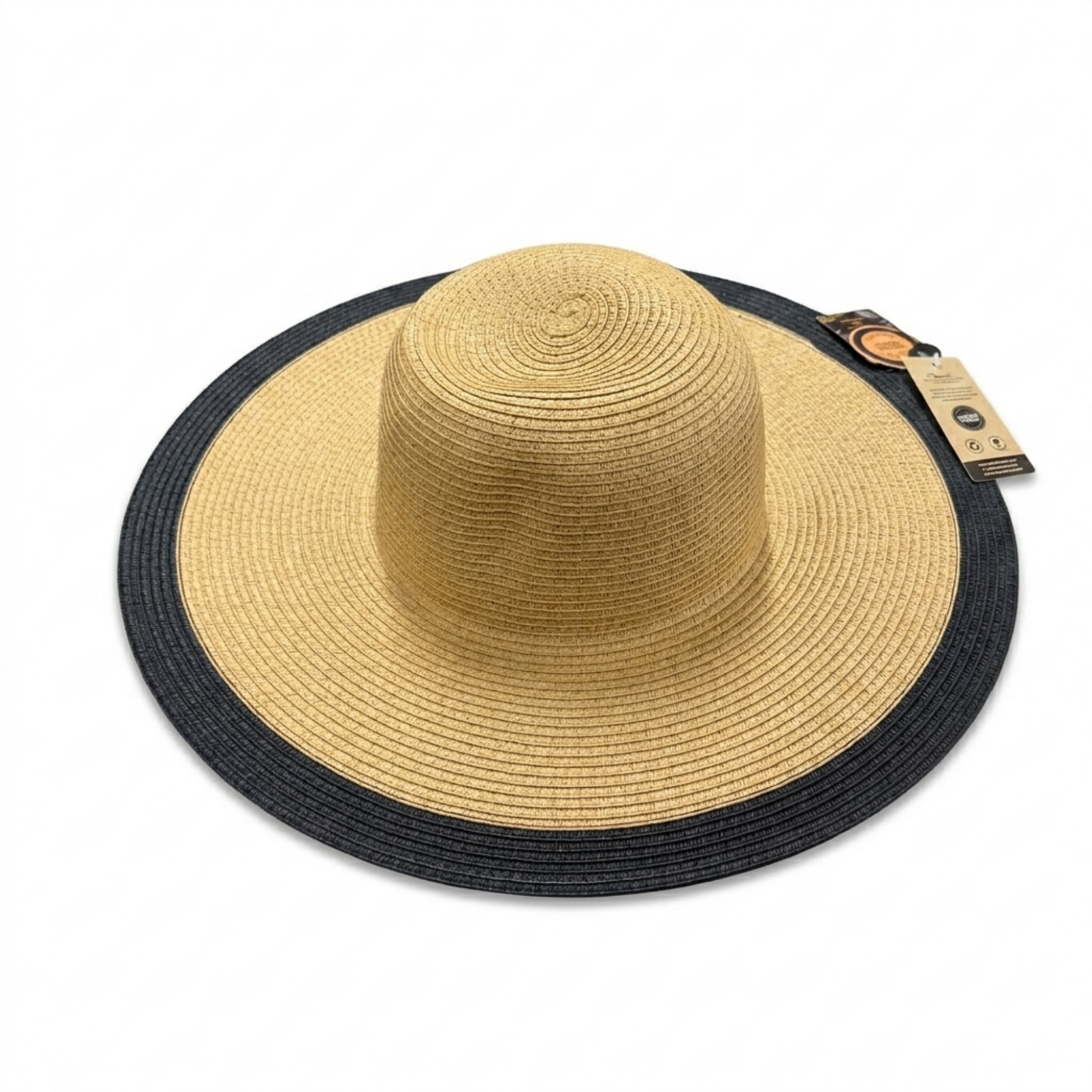 Two-Tone Wide Brim Paper Straw Sun Hat | Contrast Trim