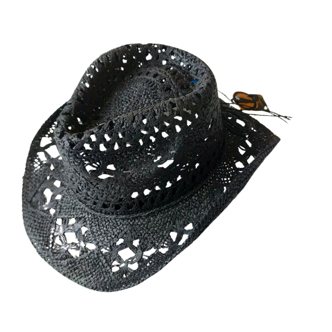 Cowgirl straw hat – black color