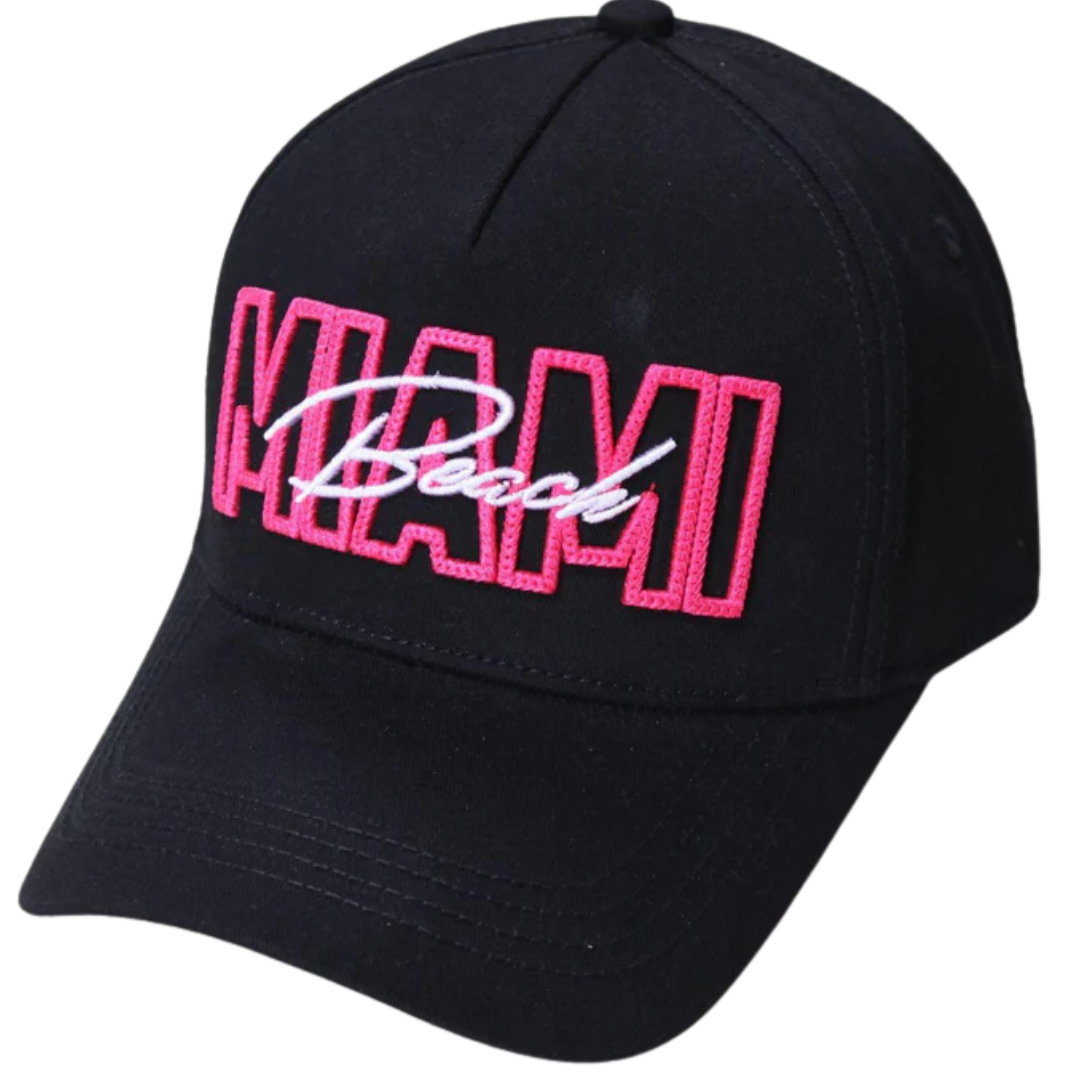 Miami Beach Embroidered Cap – Premium 6-Panel Cotton Hat