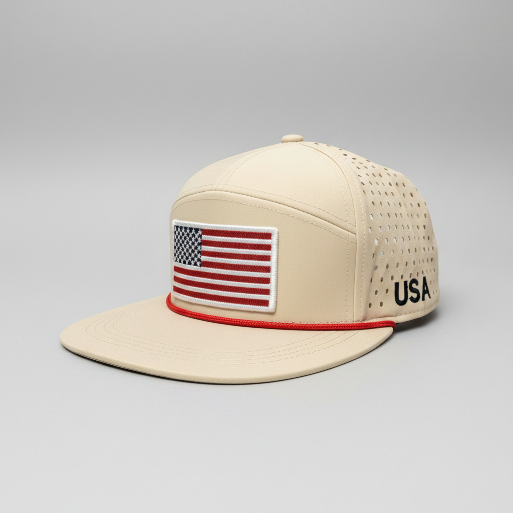 USA flat-bill mesh cap side view