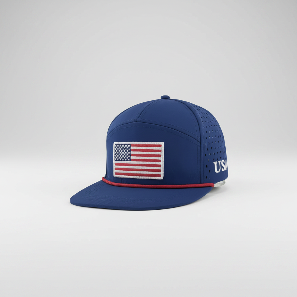 USA flat-bill snapback hat  FRONT view