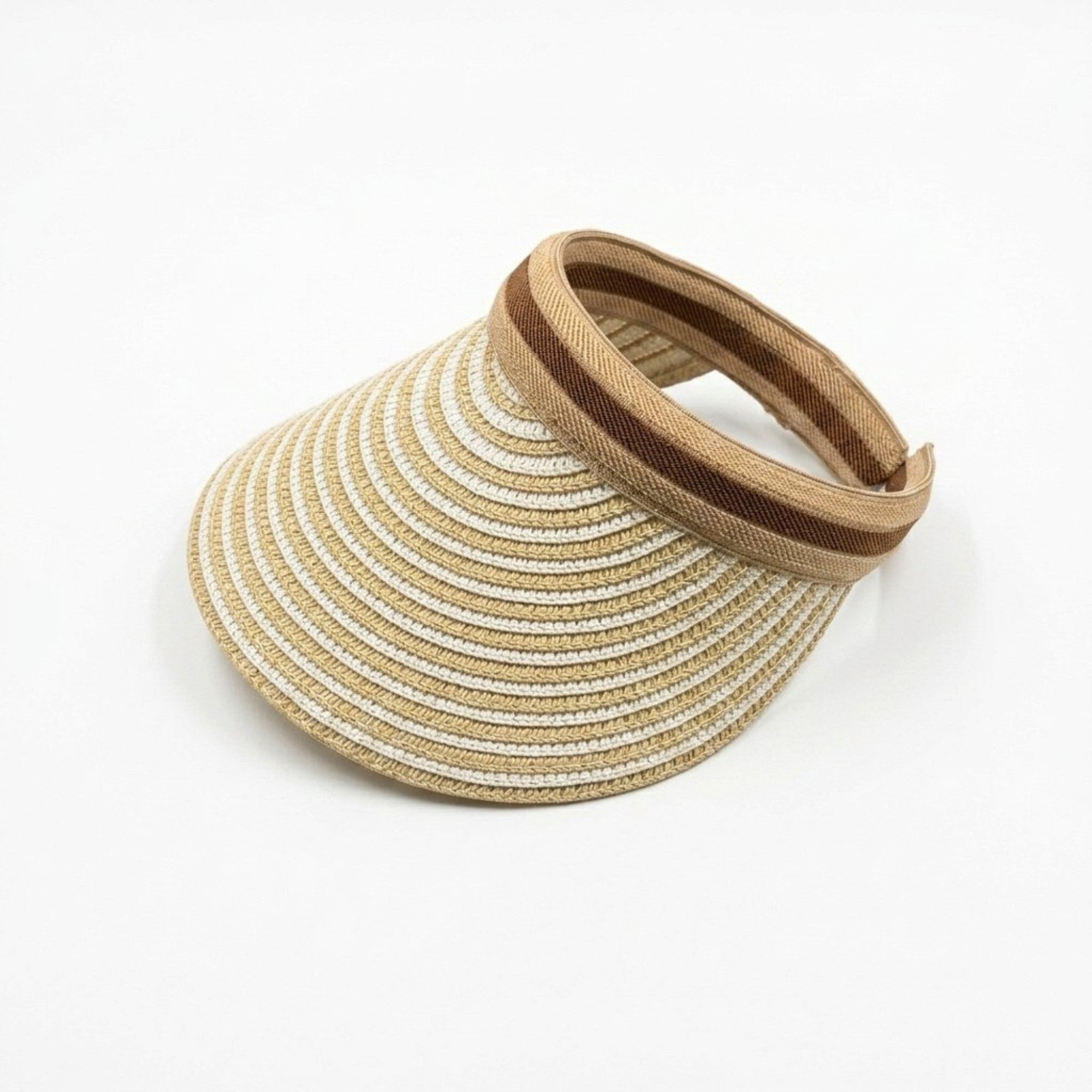 Straw sun visor hat side view