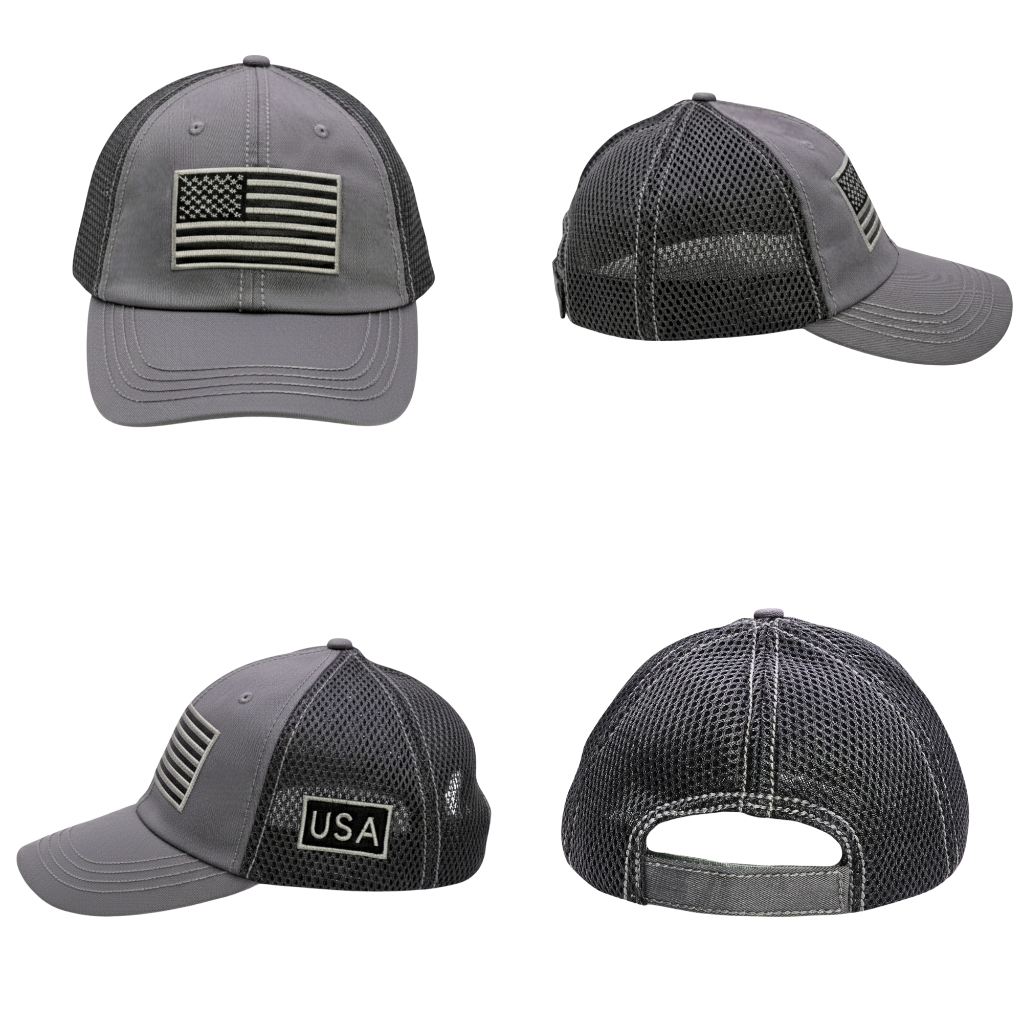 USA Tactical Trucker Cap – Double Mesh Back American Flag Hat