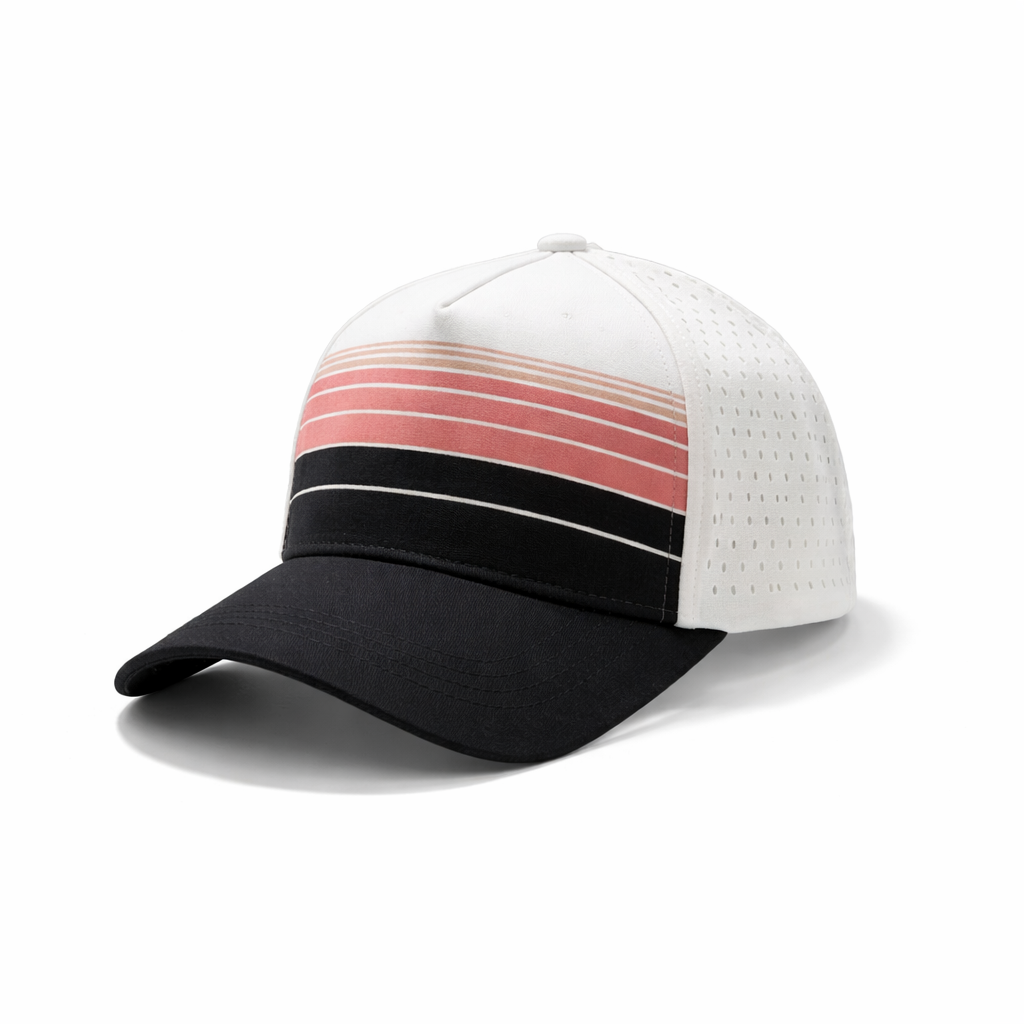Tropical laser perforated trucker hat front view