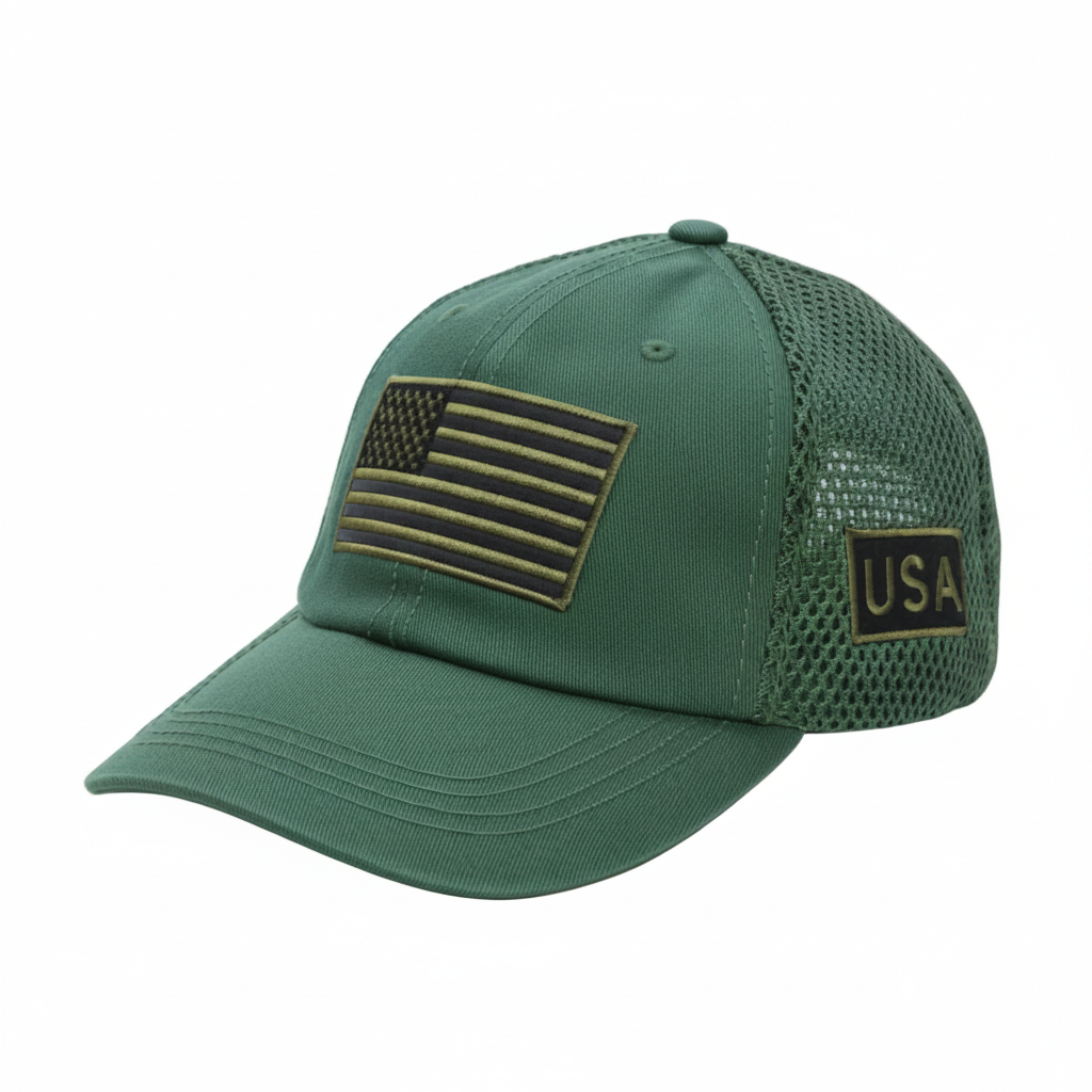 USA tactical trucker hat – olive colorway