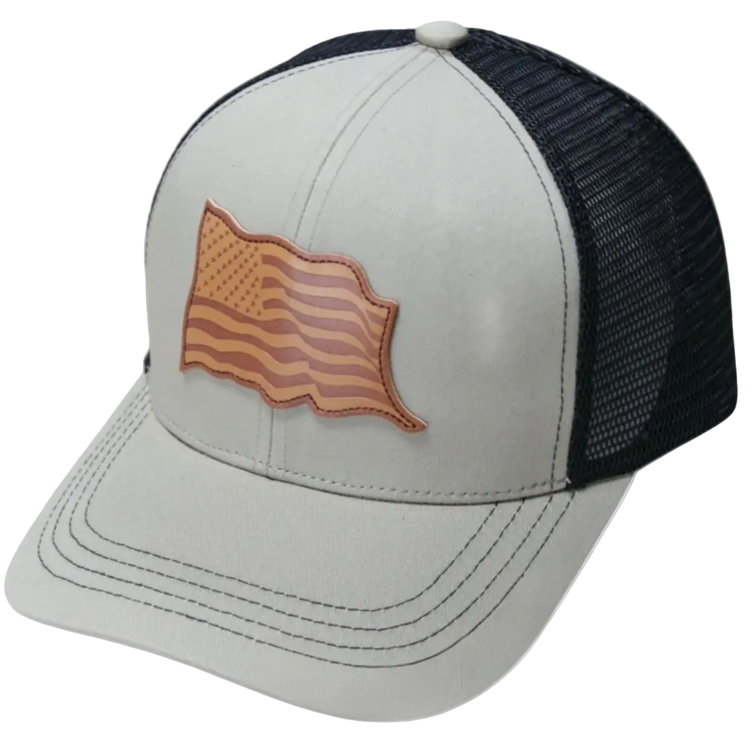 USA flag trucker hat side view