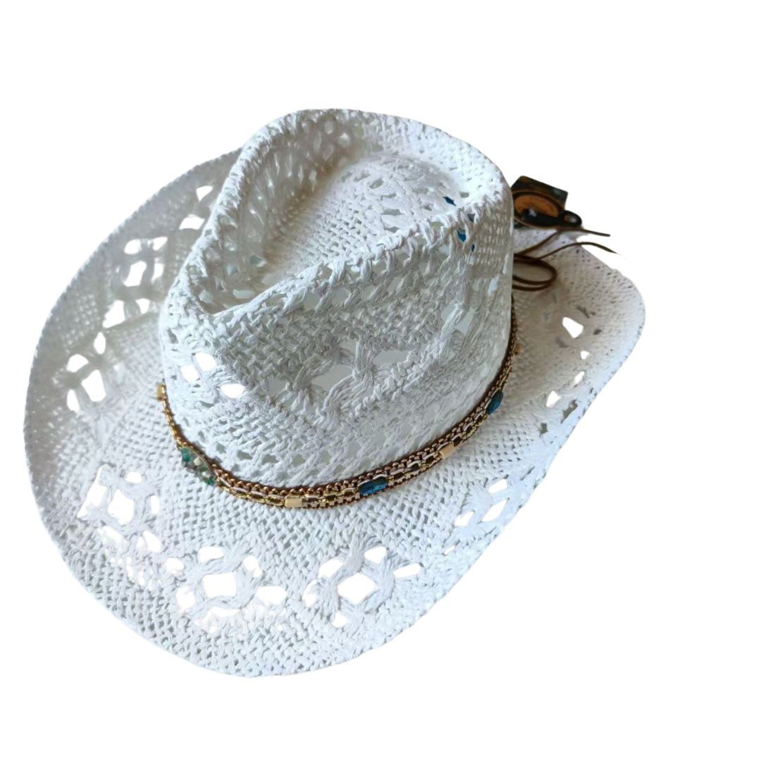Wide-brim straw hat – white color