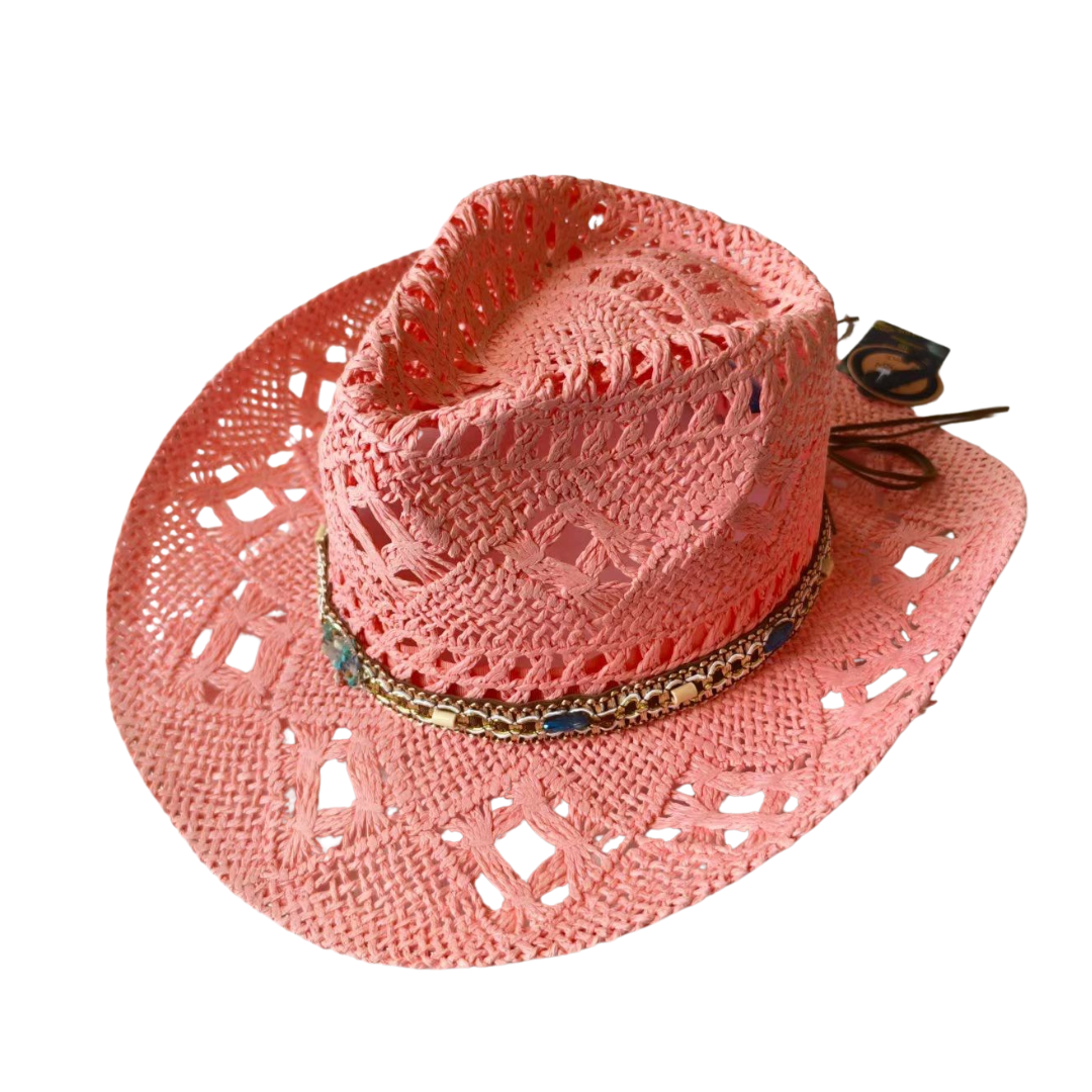Women's wide-brim straw hat with coastal beaded band – @FreeStyleUSA