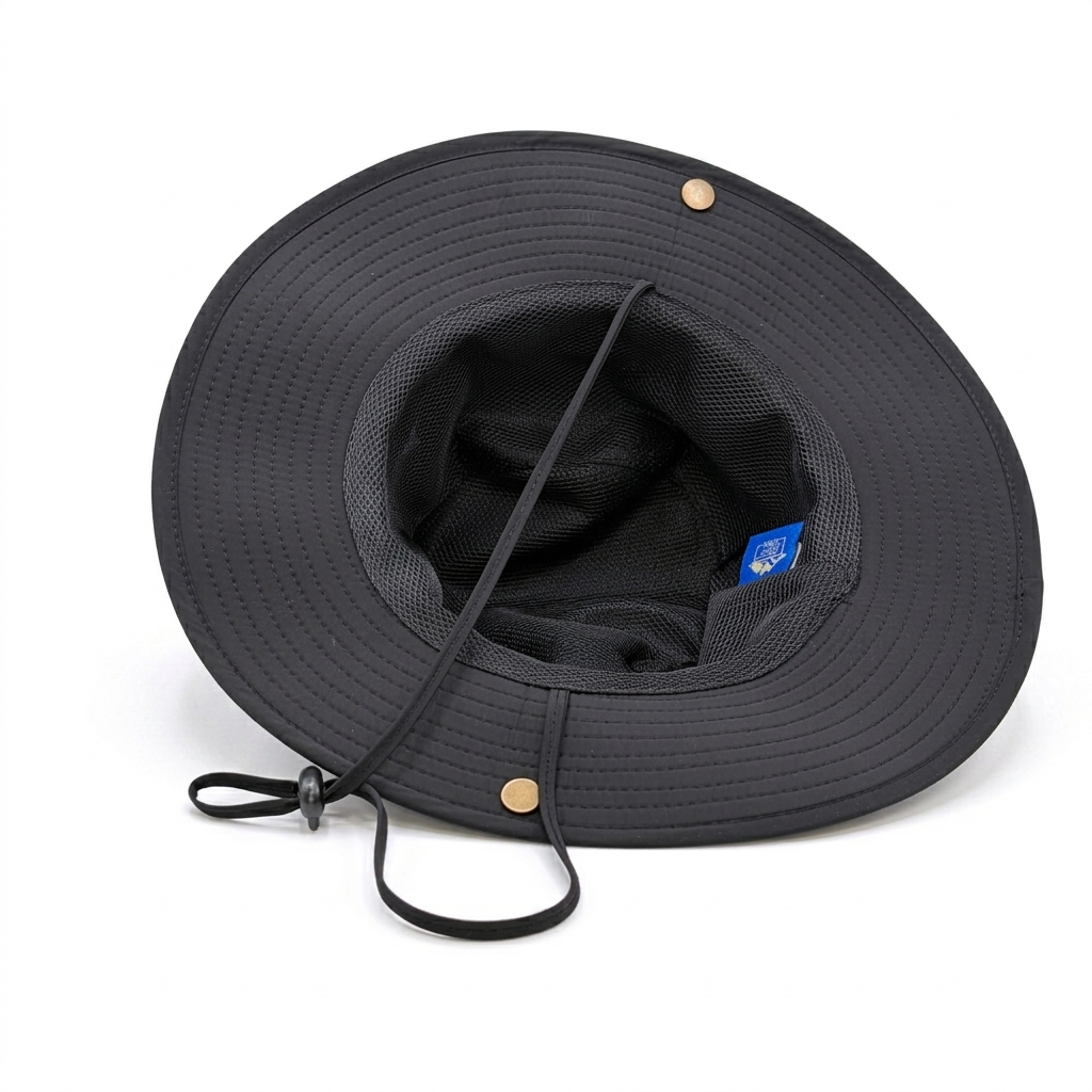 black fishing hat - inside view 