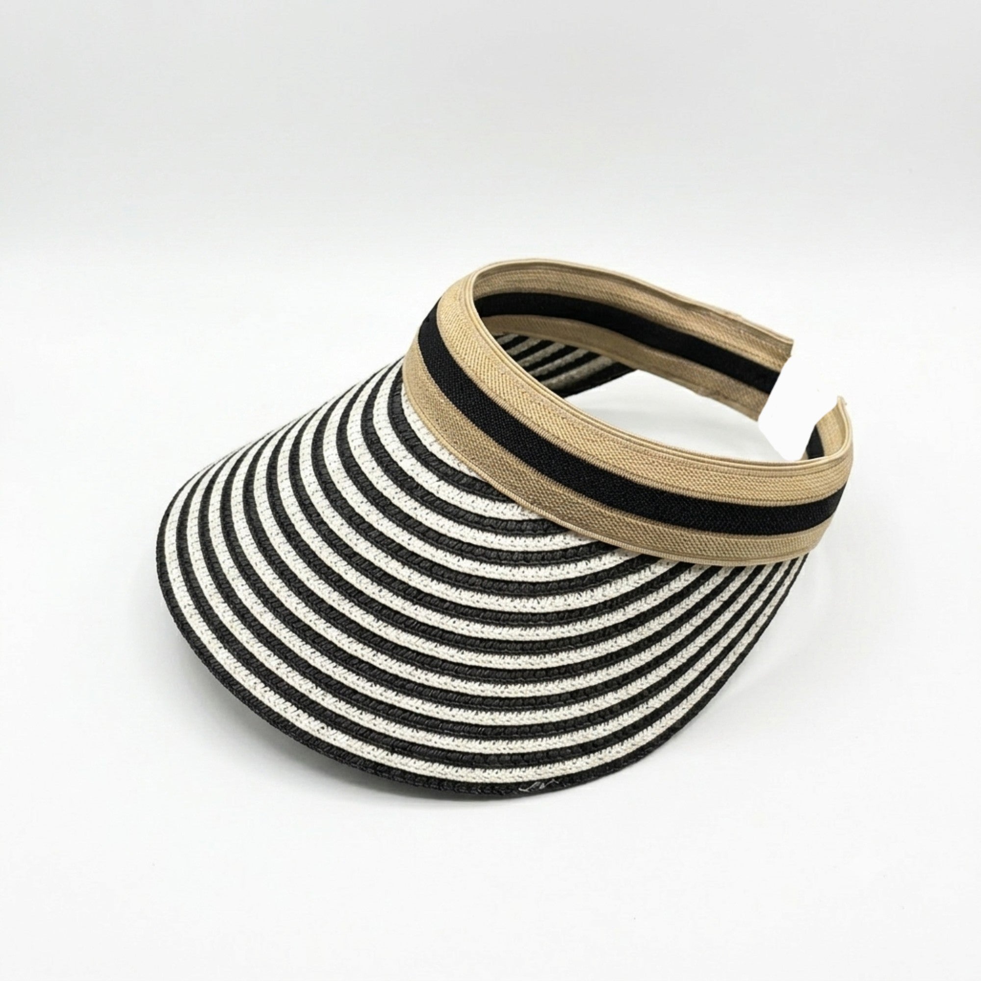 Straw sun visor hat front view – flexible headband