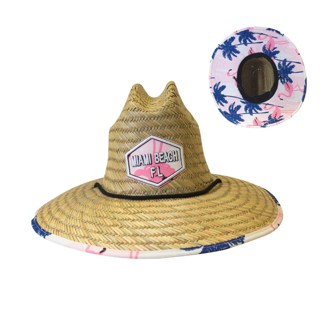 KIDS STRAW HATS - PINK PALMS