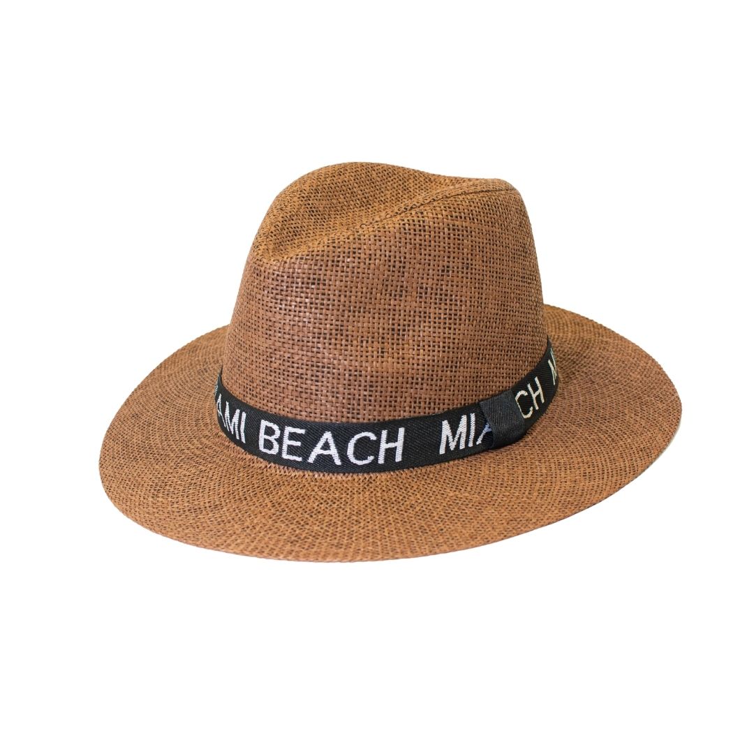 Miami Beach straw fedora hat band detail